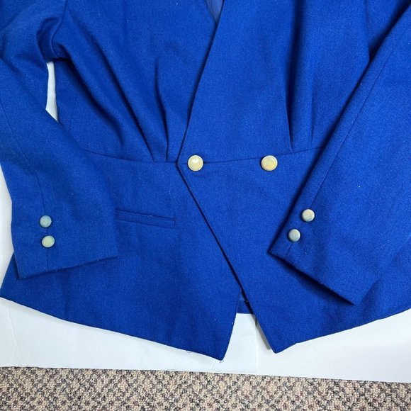 Vintage 80s Angie Monoco Blue Wool Blazer Size Medium - Picture 3 of 9